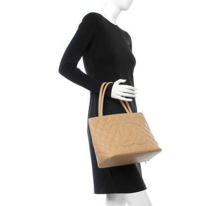 Chanel Caviar Quilted Medallion Tote Beige 2 of 14