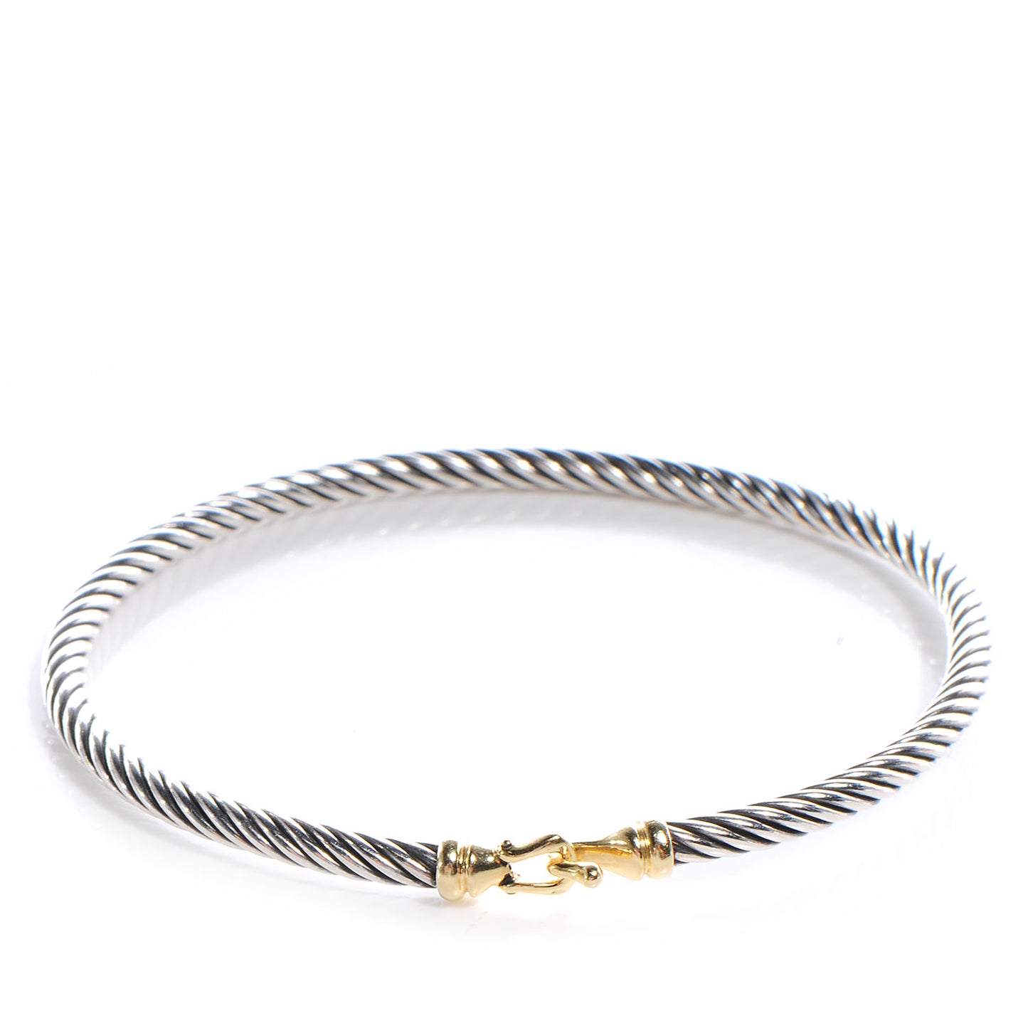 Sterling Silver 18K Yellow Gold 3mm Cable Buckle Bracelet