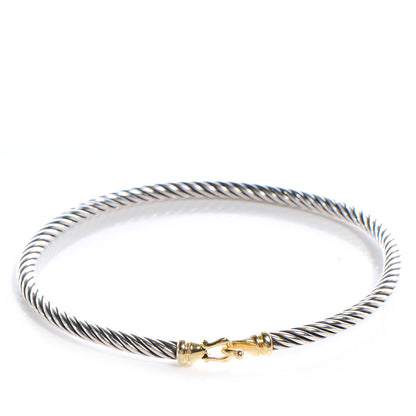 David Yurman Sterling Silver 18K Yellow Gold 3mm Cable Buckle Bracelet 1 of 5