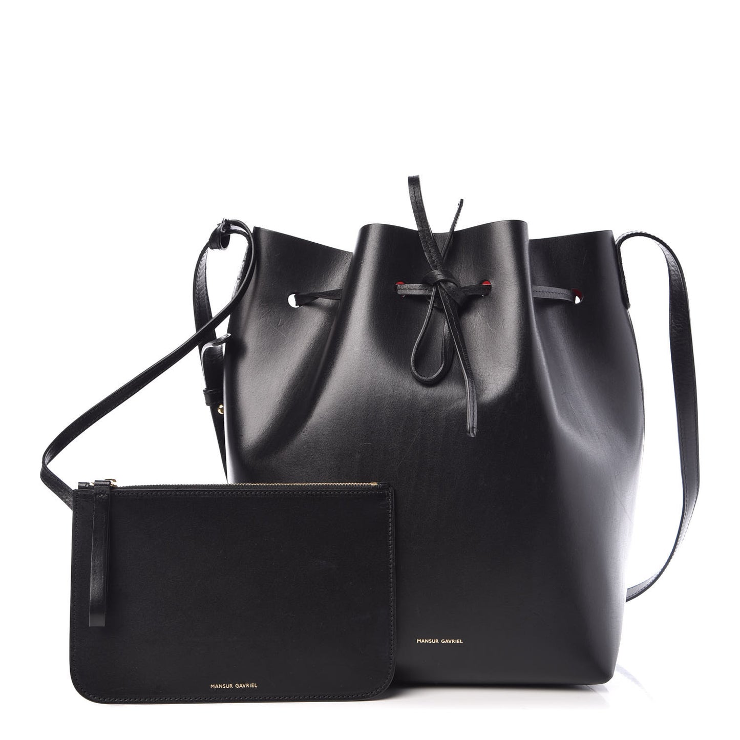 Vegetable Tanned Calfskin Bucket Bag Black Flamma