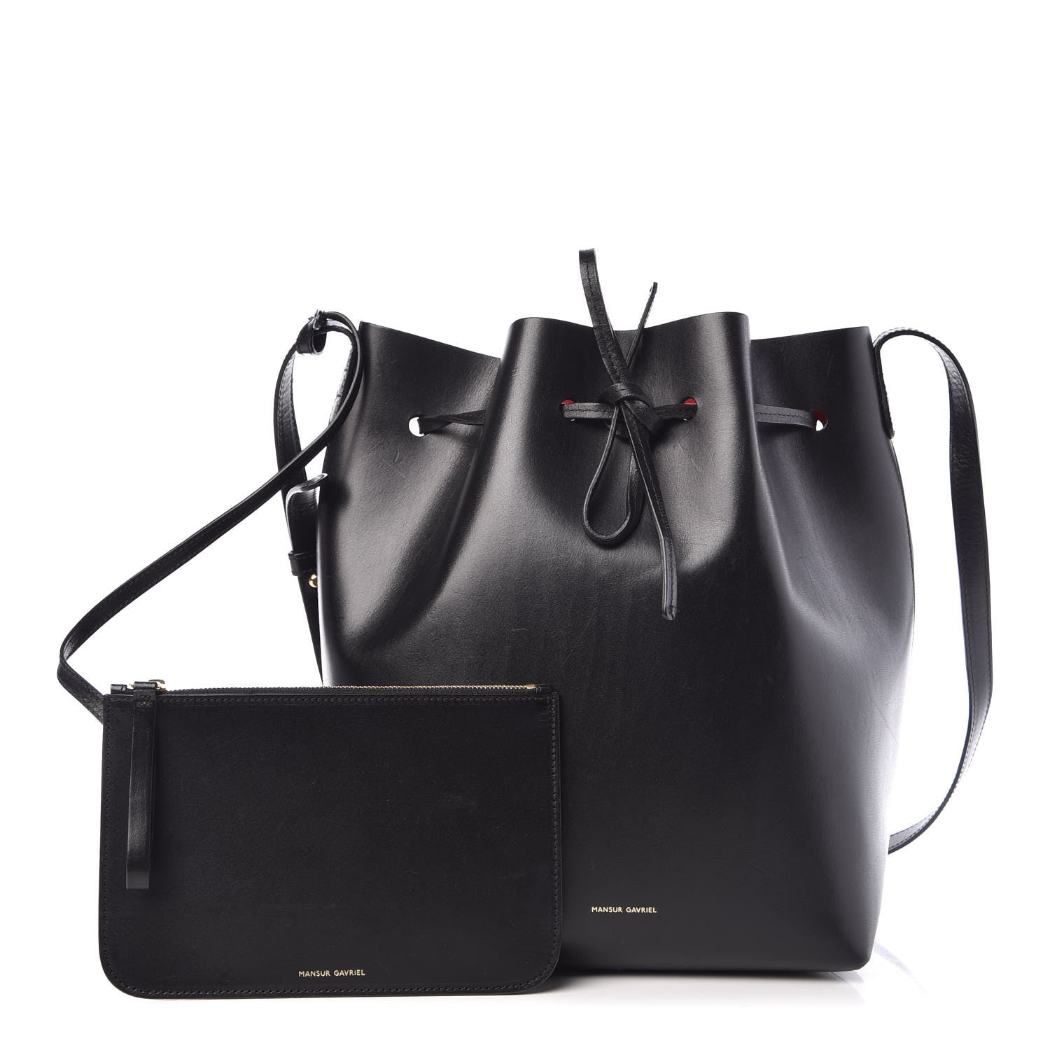 Mansur Gavriel Vegetable Tanned Calfskin Bucket Bag Black Flamma 3 of 12