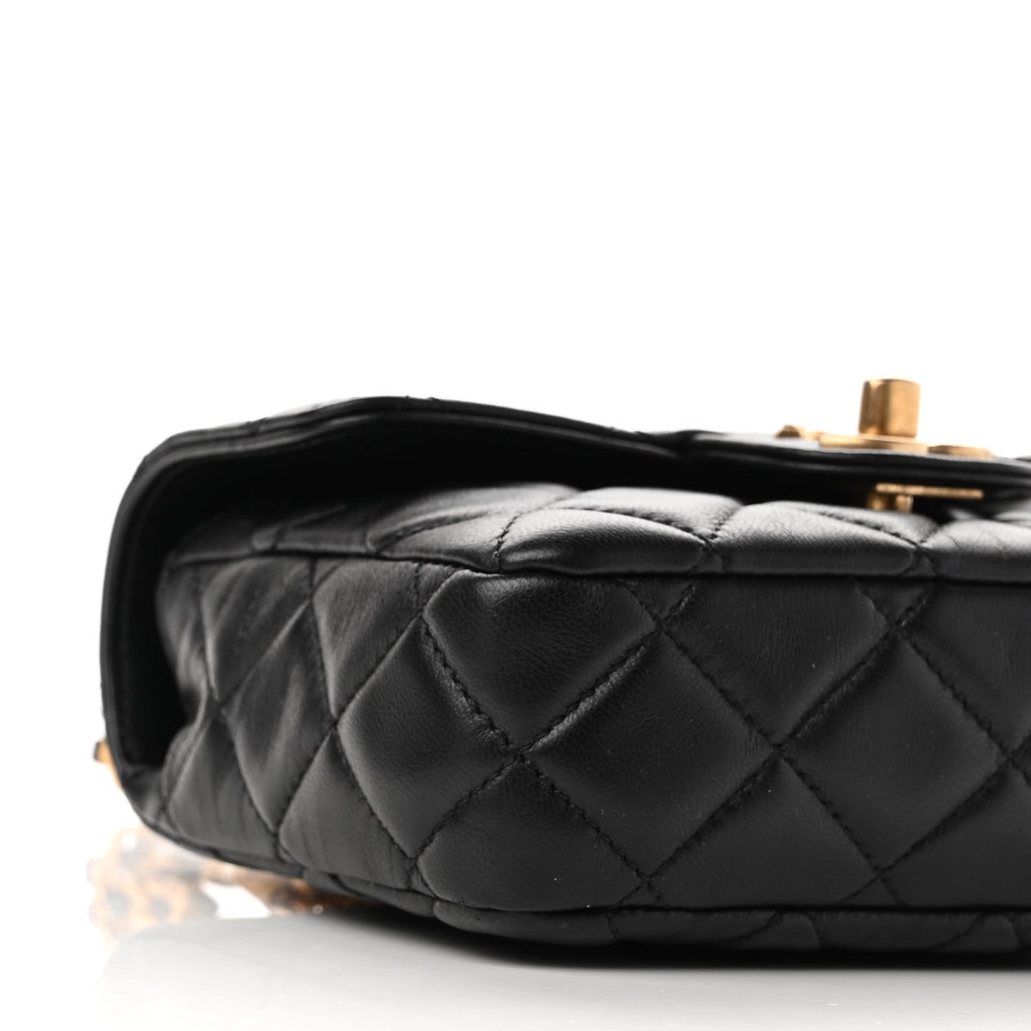 Lambskin Enamel Quilted Mini Flap Black