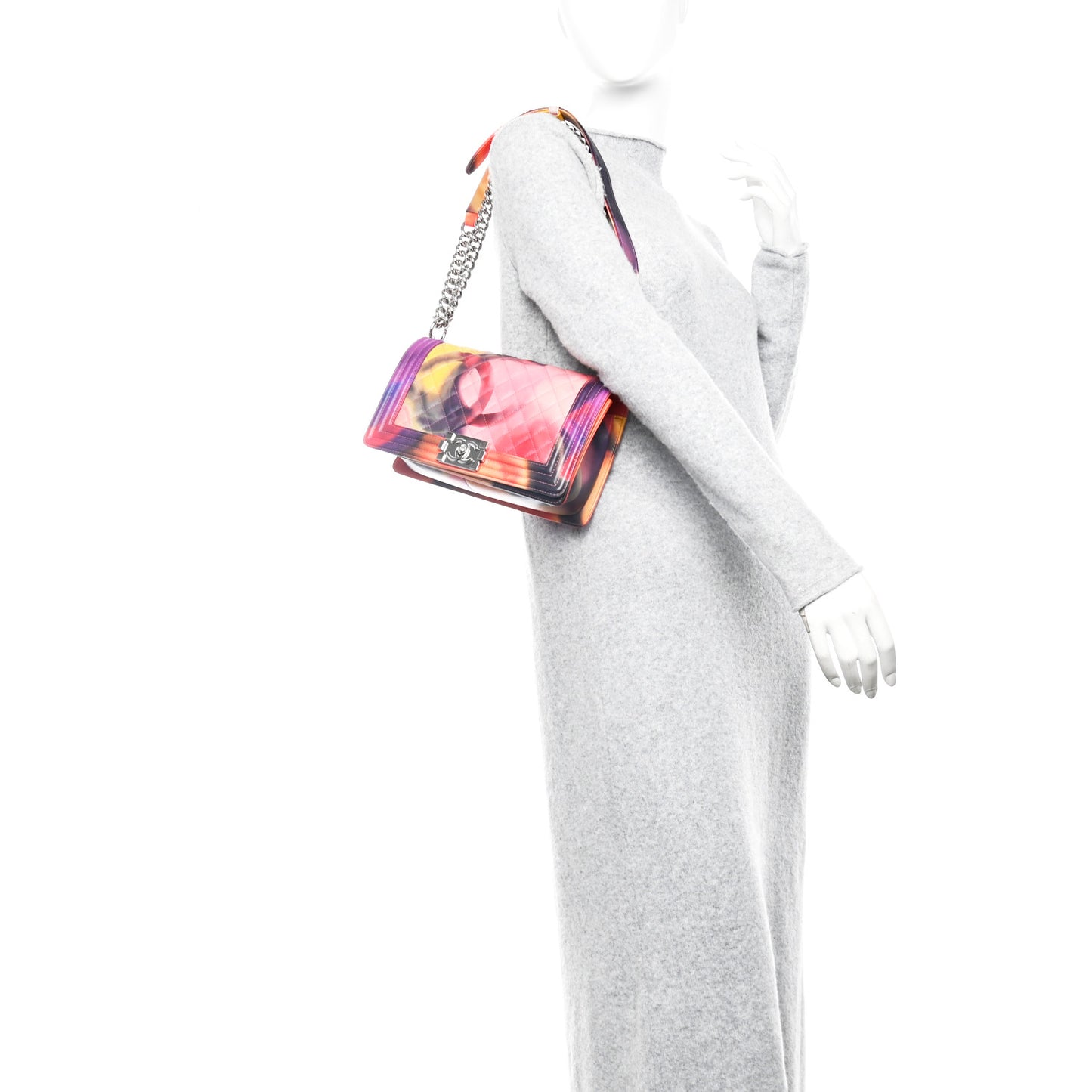 Printed Lambskin Quilted Medium Flower Power Boy Flap