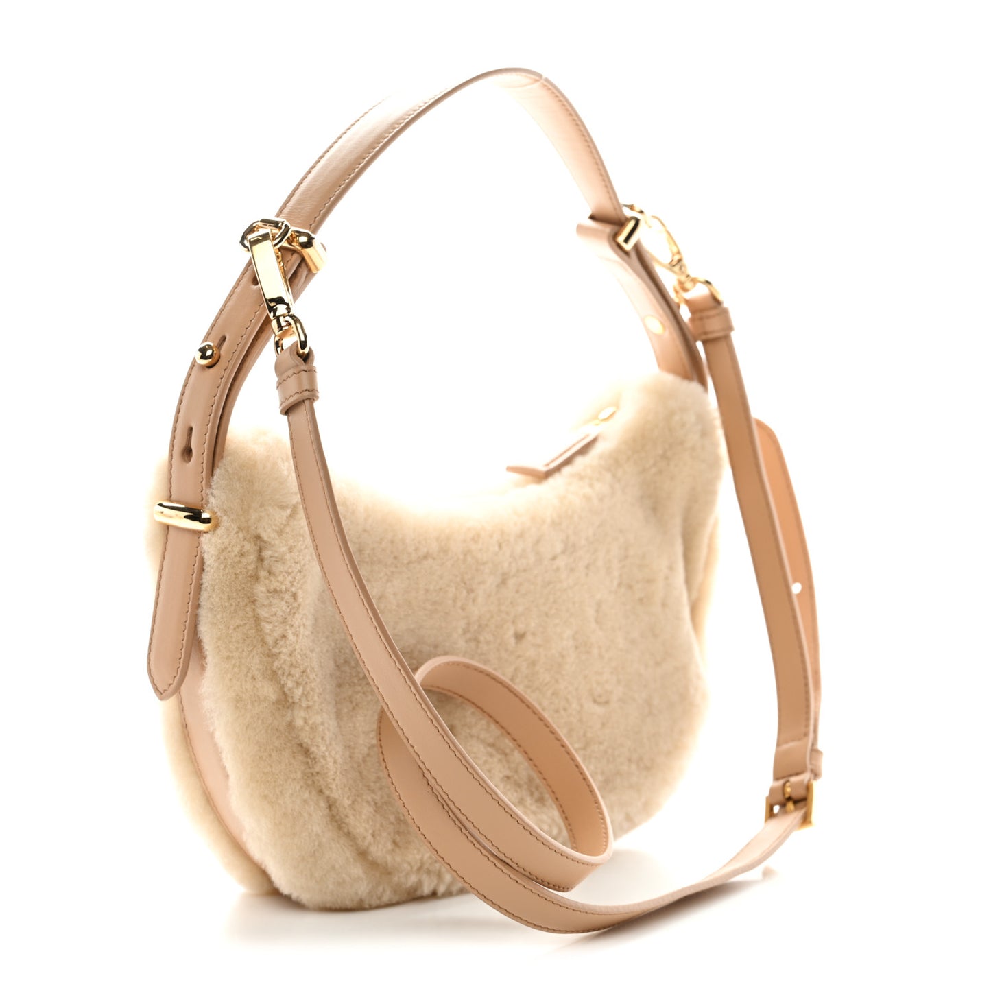 Shearling Arque Shoulder Bag Ecru Noisette