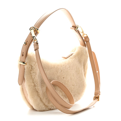 Prada Shearling Arque Shoulder Bag Ecru Noisette 3 of 9
