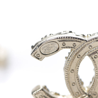 Chanel Crystal Pearl CC Earrings Silver 4 of 5