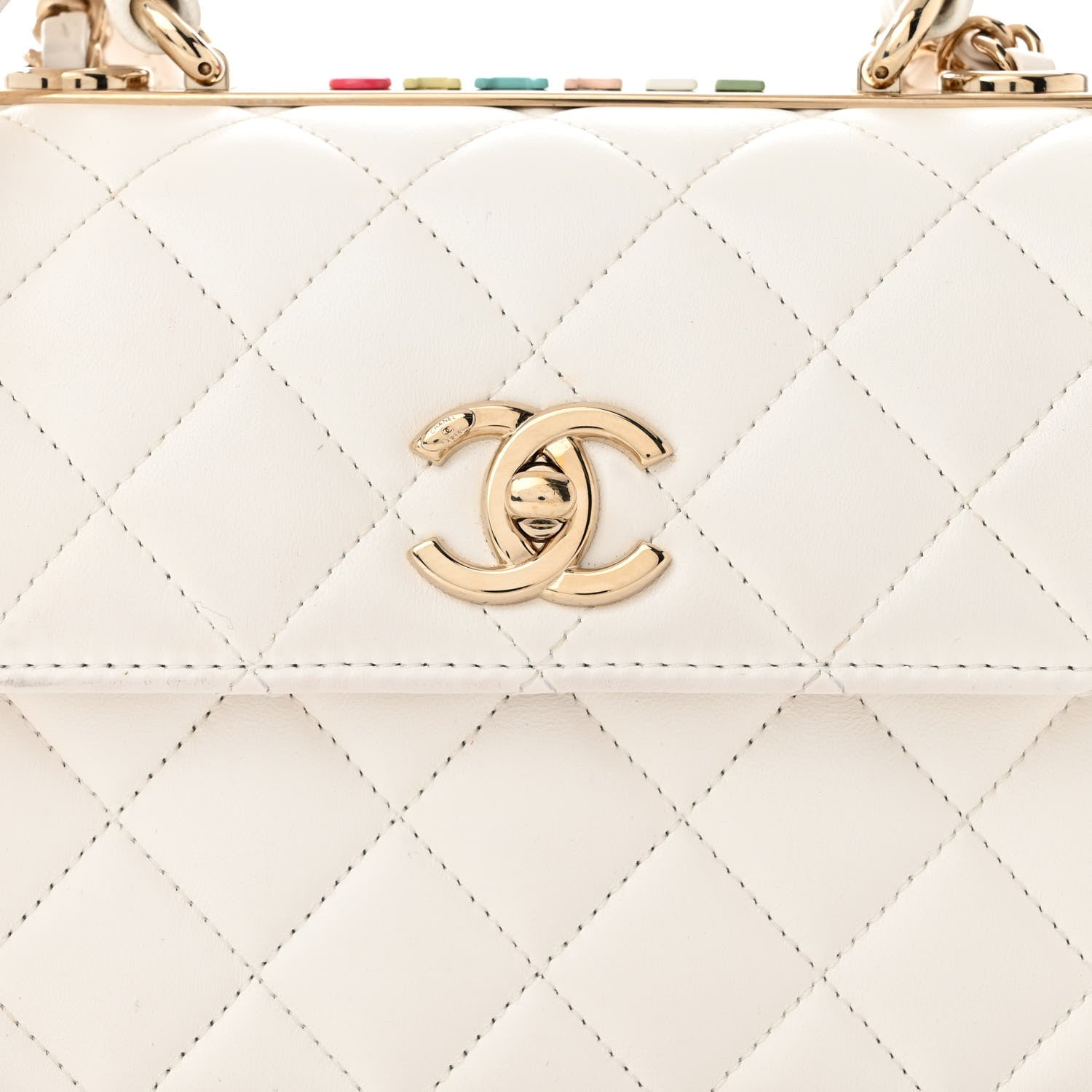 Chanel Lambskin Lacquered Quilted Mini Trendy CC Dual Handle Flap Bag White 8 of 15