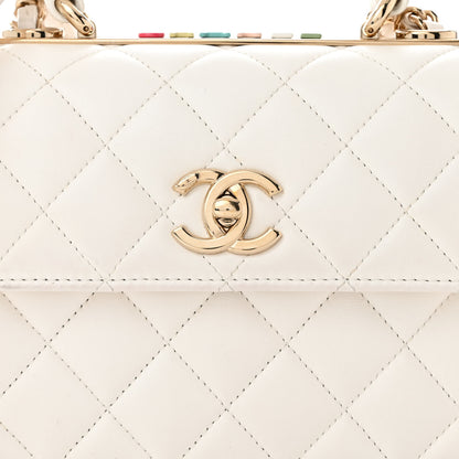 Chanel Lambskin Lacquered Quilted Mini Trendy CC Dual Handle Flap Bag White 8 of 15