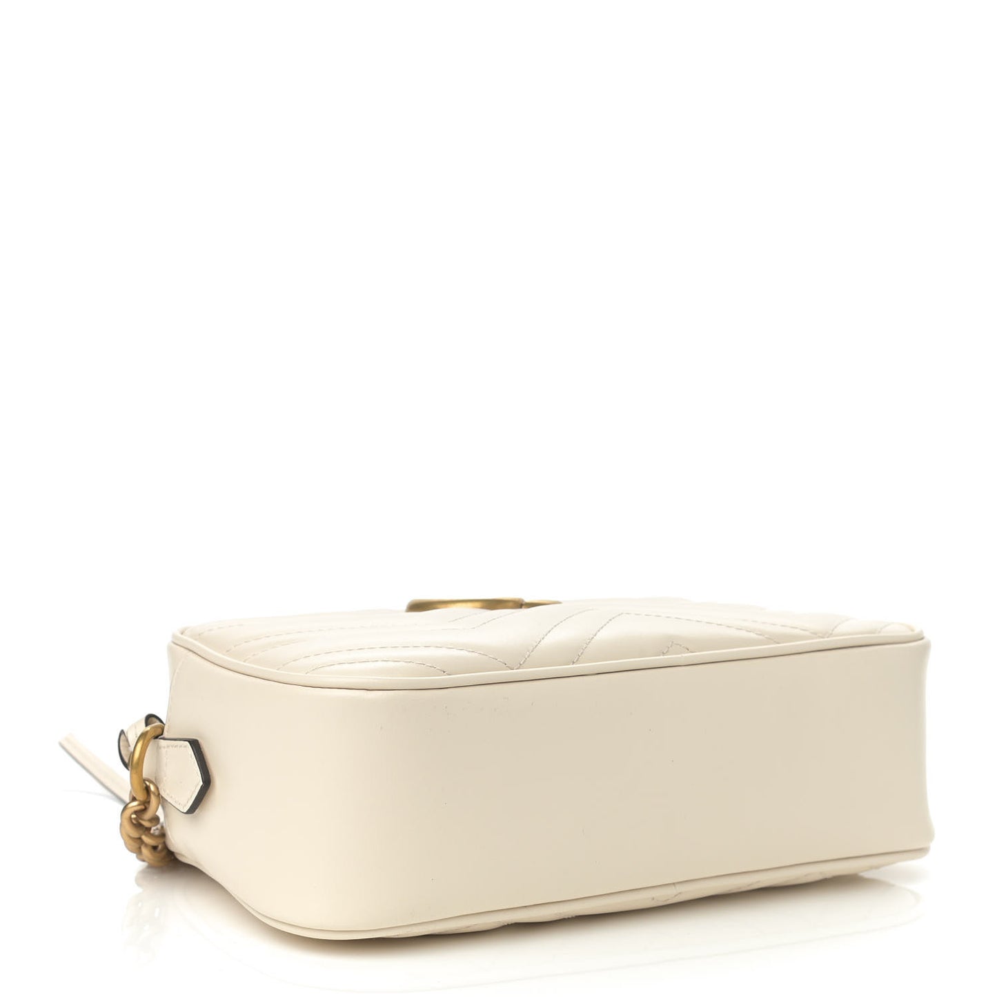 Calfskin Matelasse Small GG Marmont Chain Shoulder Bag White
