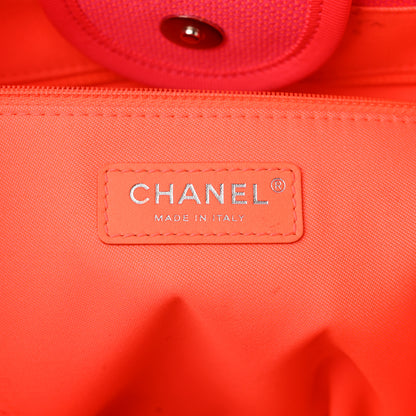 Chanel Mixed Fibers Calfskin Medium Deauville Tote Pink Orange 7 of 16