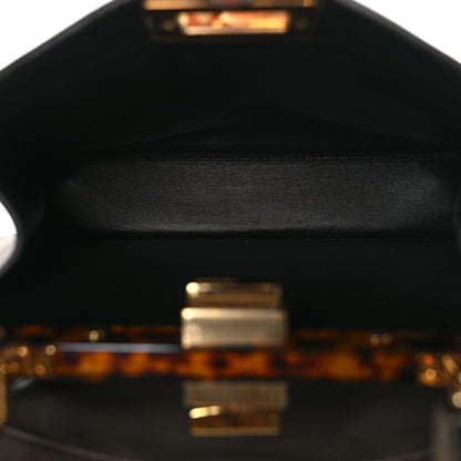 Fendi Vitello Seta Shiny Nappa Plexiglass Bi-Color Small Peekaboo I SEE U Satchel Tartaruga Black 5 of 9