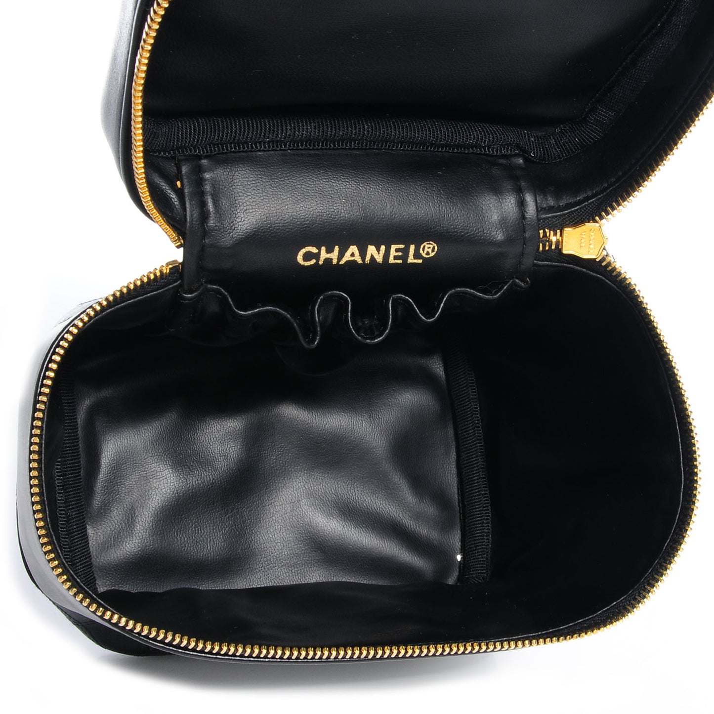 Lambskin Vanity Cosmetic Case Black