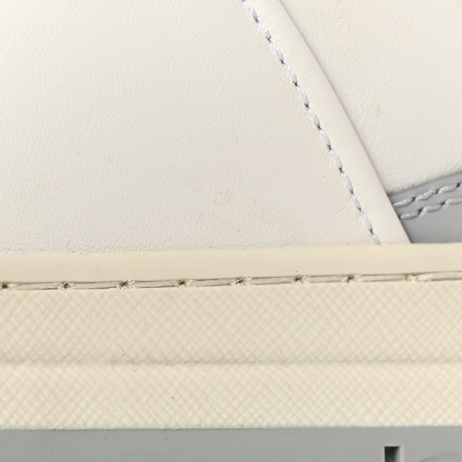 Prada Vitello Sport Spazzolato Rois Triangle Logo Womens Downtown Low Top 30mm Sneakers 37.5 White Fiordaliso 16 of 18
