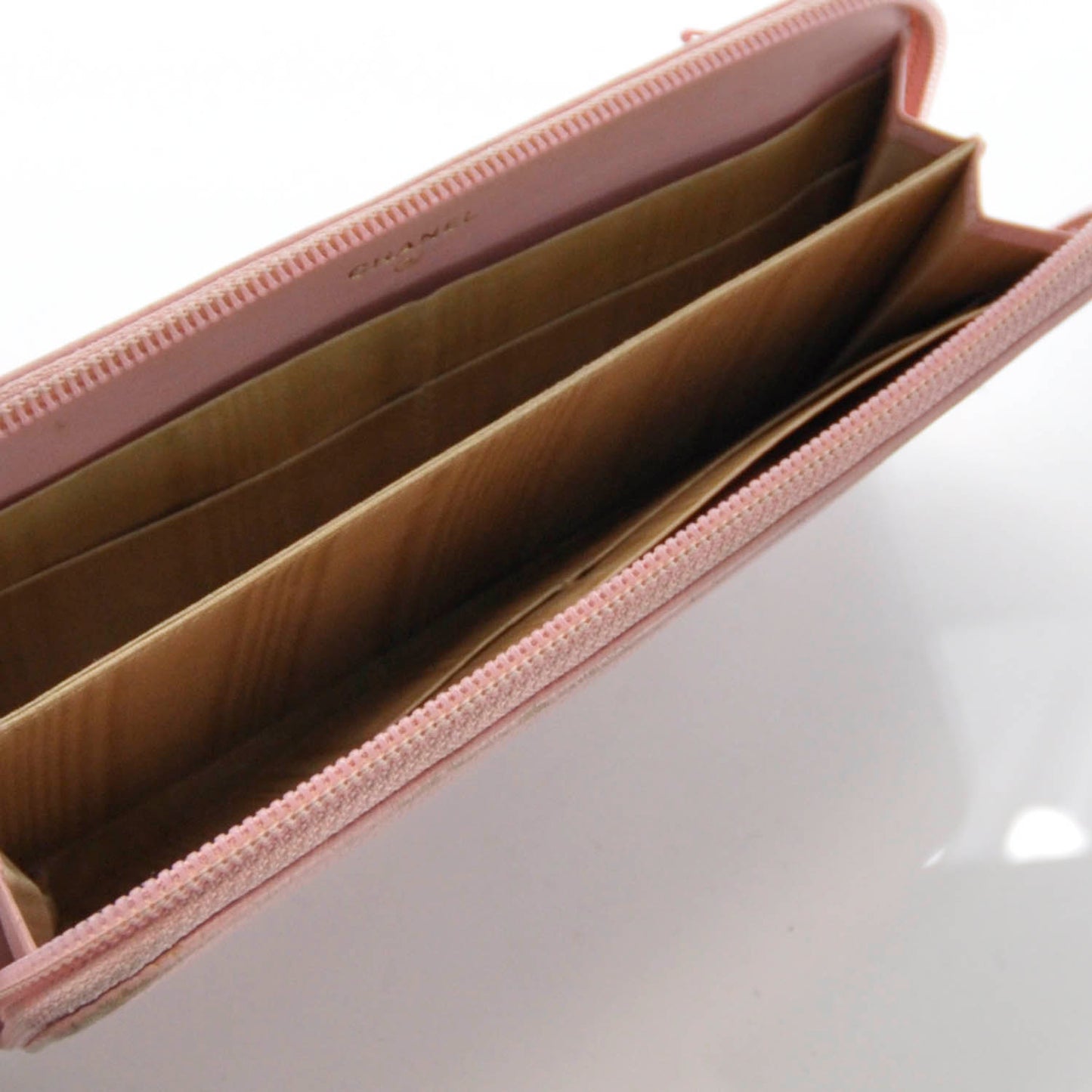 Caviar Zip Around Wallet Pink