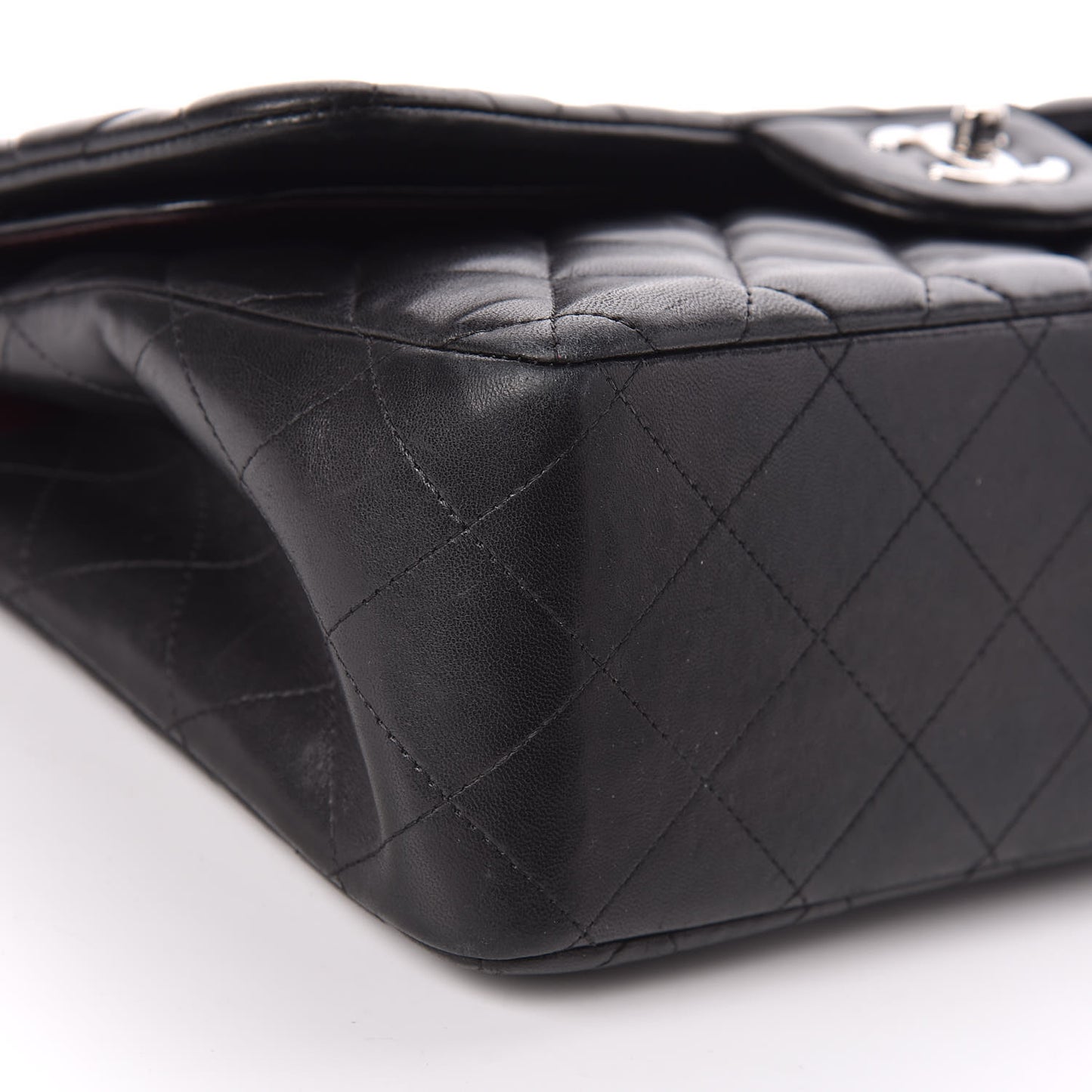 Lambskin Quilted Jumbo Double Flap Black
