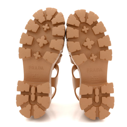 Prada Foam Rubber Metal Triangle Logo Monolith 55mm Cage Sandals 38 Orzo 6 of 9