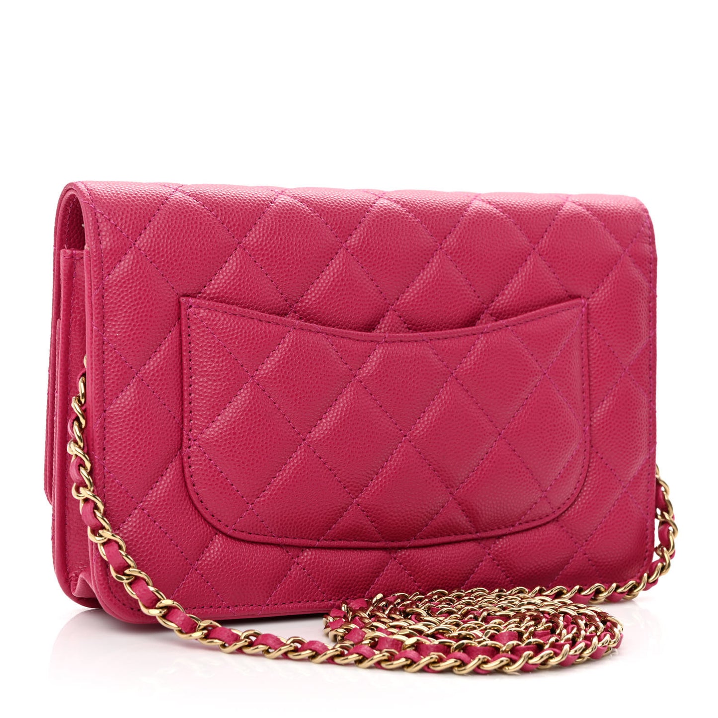 Caviar Quilted Wallet On Chain WOC Fuchsia