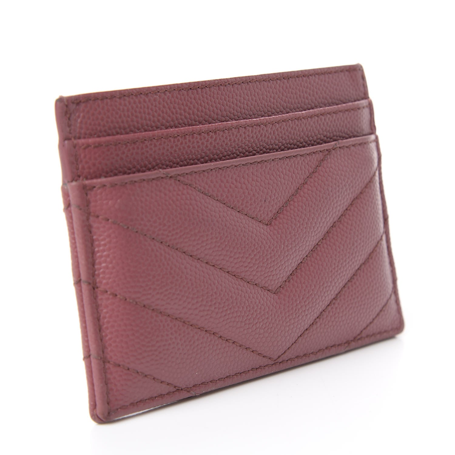 Saint Laurent Grain De Poudre Matelasse Chevron Monogram Credit Card Case Mystic Rose 3 of 12