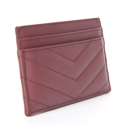 Saint Laurent Grain De Poudre Matelasse Chevron Monogram Credit Card Case Mystic Rose 3 of 12