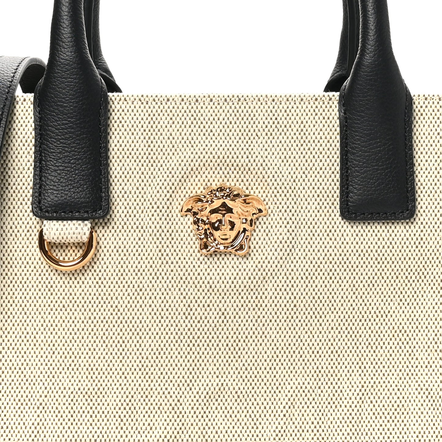 Canvas Calfskin La Medusa Mini Tote Bag Beige