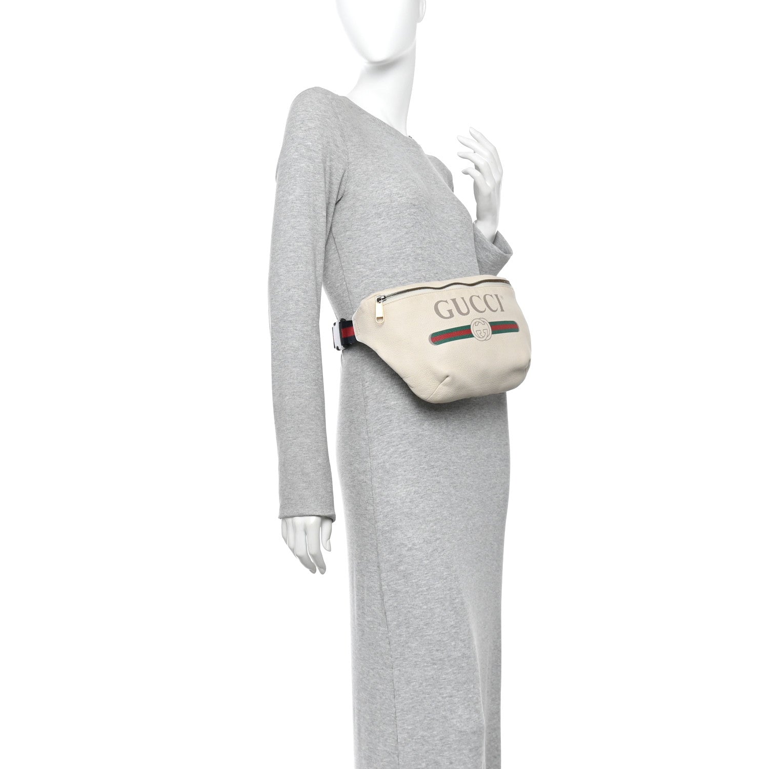 Gucci Grained Calfskin Logo Belt Bag White 2 of 10
