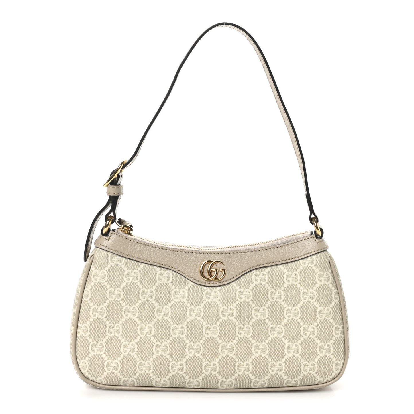 GG Supreme Monogram Textured Dollar Calfskin Small Ophidia Hobo Beige Mystic White Oatmeal