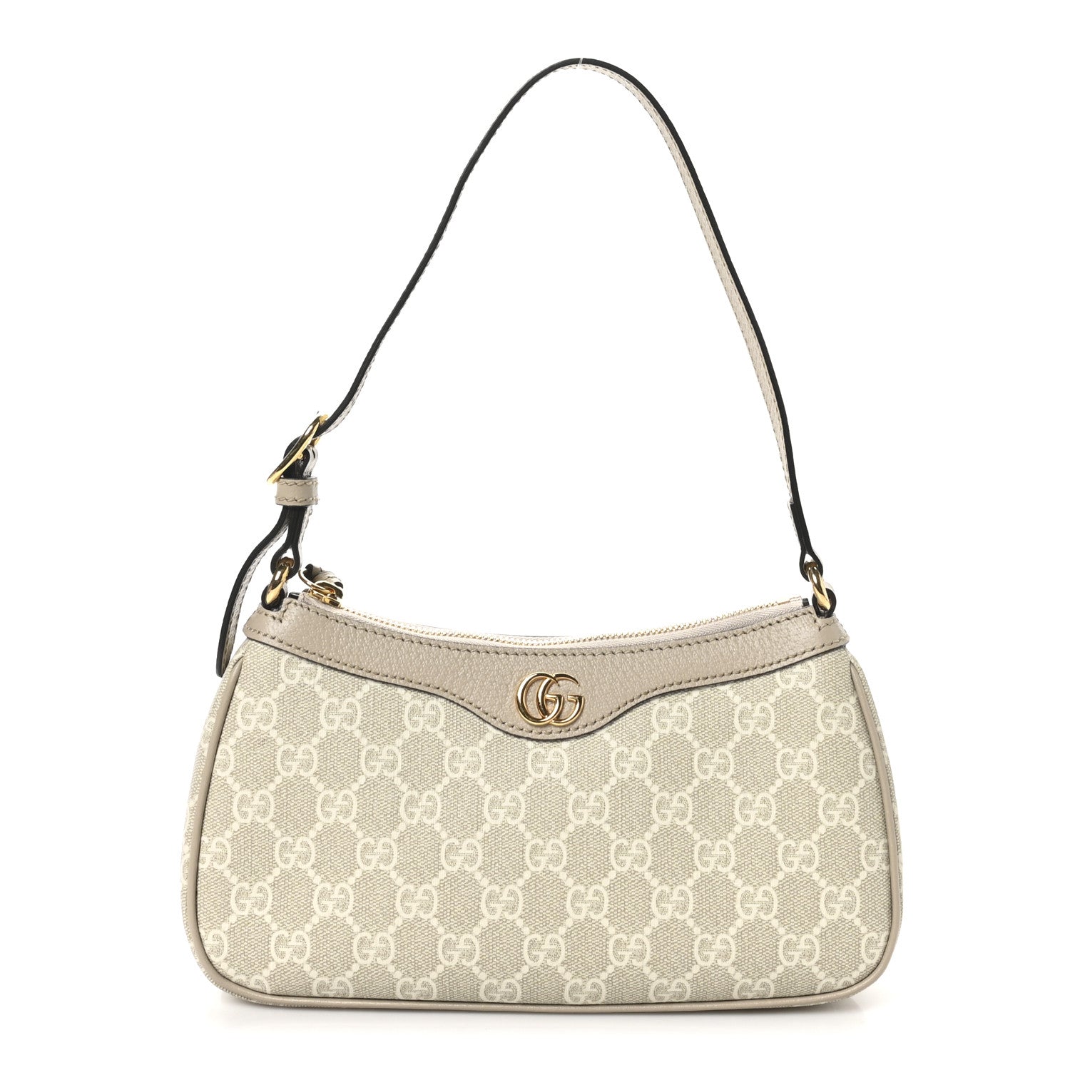 Gucci GG Supreme Monogram Textured Dollar Calfskin Small Ophidia Hobo Beige Mystic White Oatmeal 1 of 10