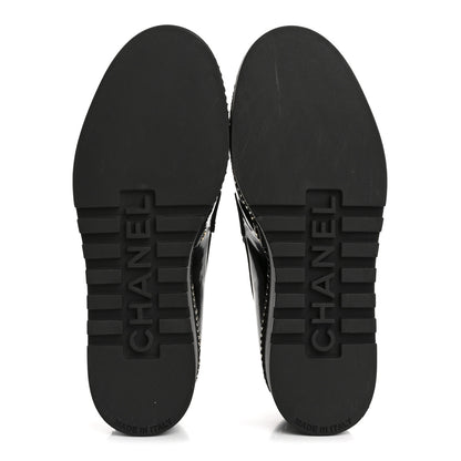 Chanel Shiny Calfskin Platform Loafers 37 Black 6 of 13