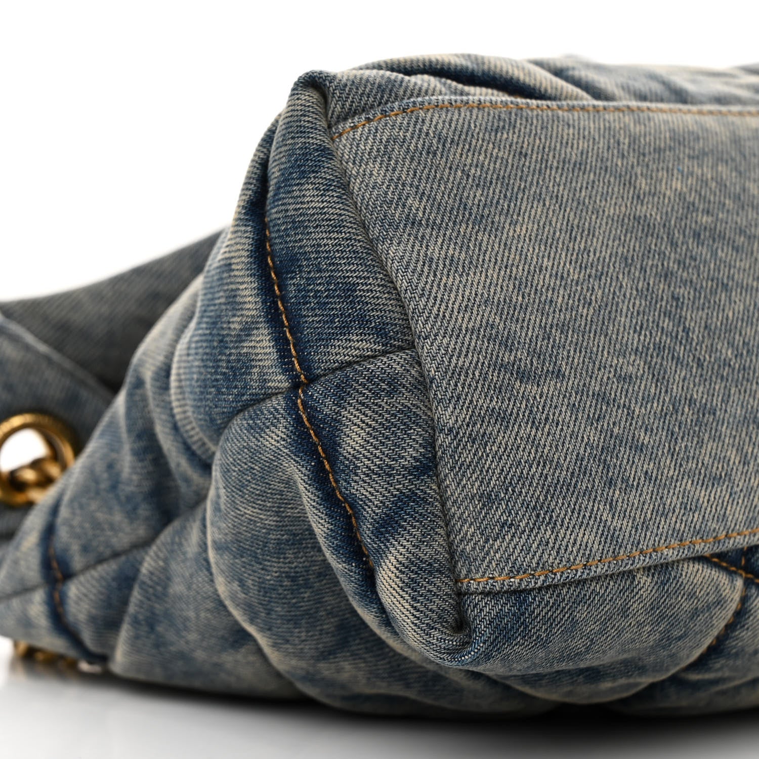 Saint Laurent Denim Quilted Small Loulou Puffer Monogram Chain Satchel Blue Cinnamon 9 of 10