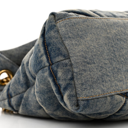 Saint Laurent Denim Quilted Small Loulou Puffer Monogram Chain Satchel Blue Cinnamon 9 of 10