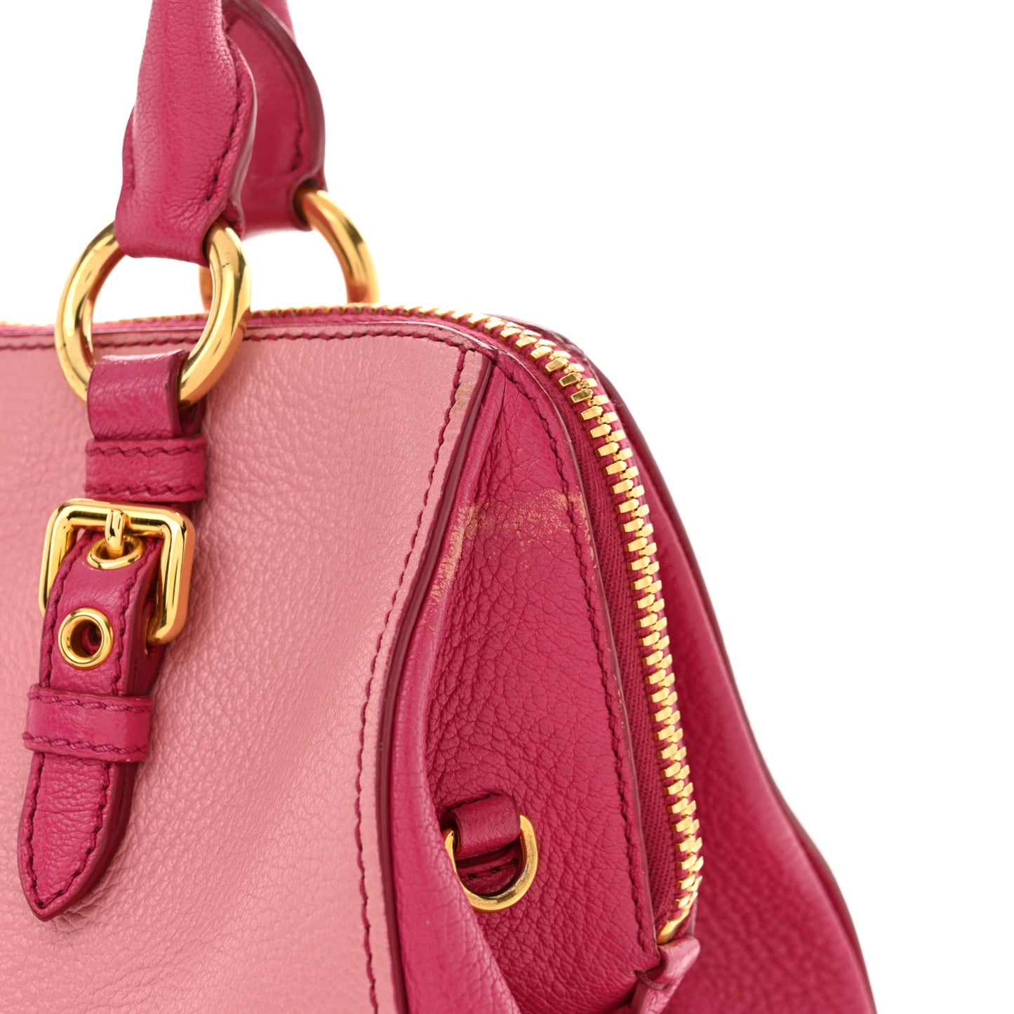 Goatskin Madras Bi-Color Bowling Bag Rosa Peonia