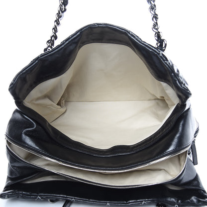 Chanel Glazed Goatskin Double Contrast Stitch Large Tote Black 7 of 14