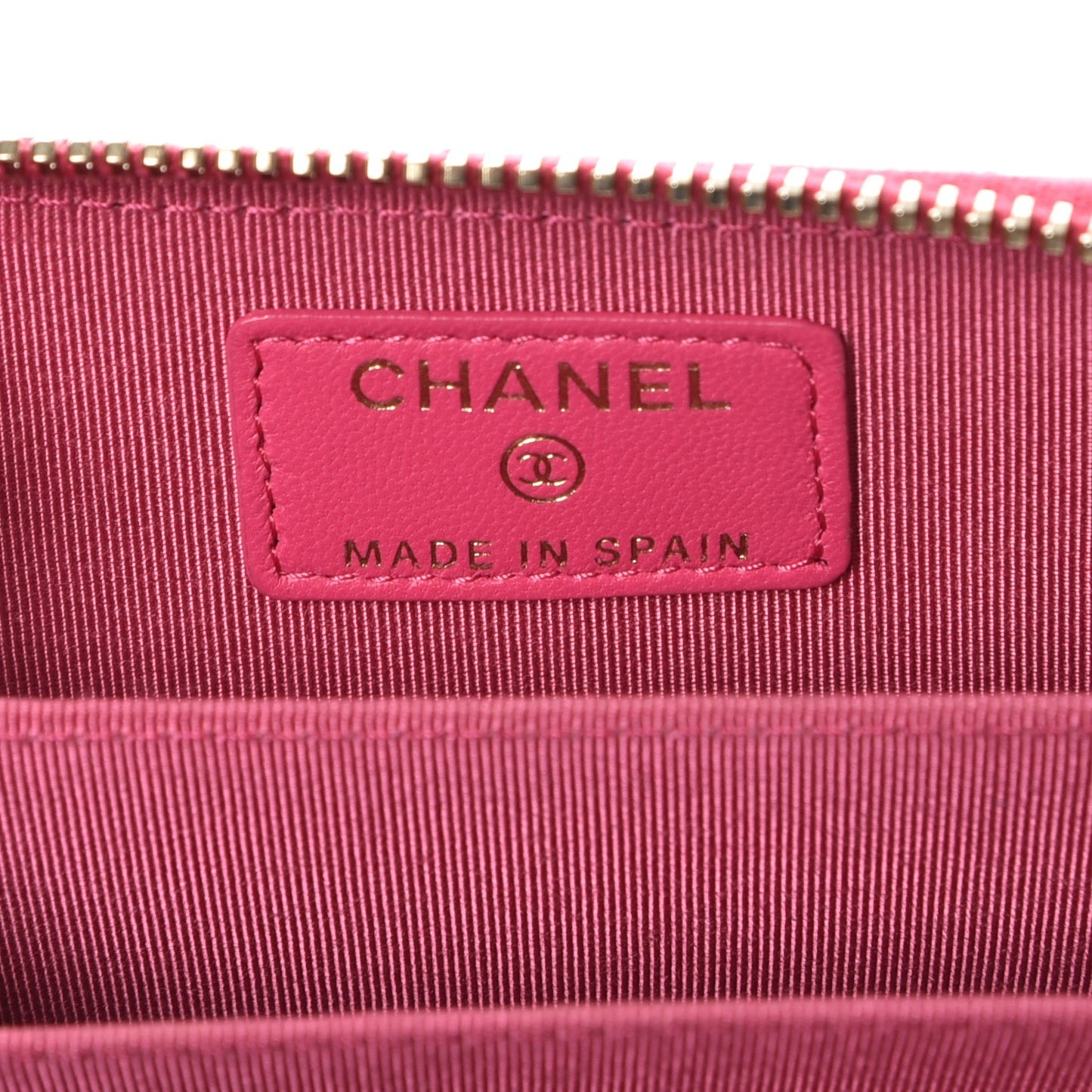 Lambskin Quilted Zip Around Coin Purse Wallet Fuchsia