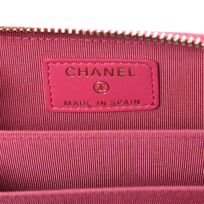 Chanel Lambskin Quilted Zip Around Coin Purse Wallet Fuchsia 6 of 8