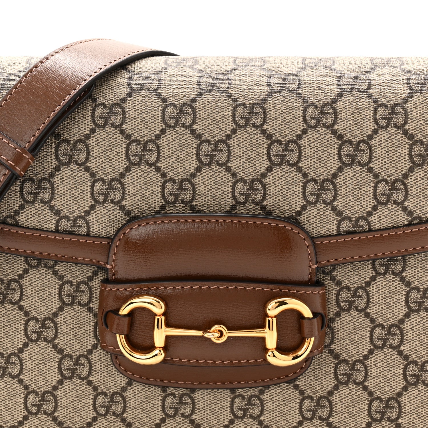 Gucci GG Supreme Monogram Horsebit 1955 Shoulder Bag Beige Brown Sugar 8 of 10