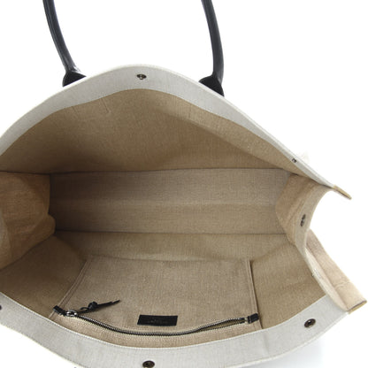 Saint Laurent Linen Calfskin Rive Gauche Tote Optic White 5 of 9