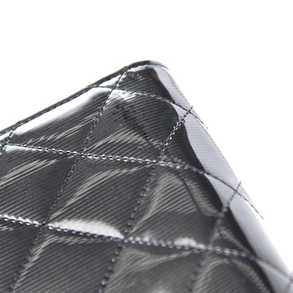 Chanel Striated Patent Quilted Large Gusset Flap Wallet Dark Grey 11 of 12