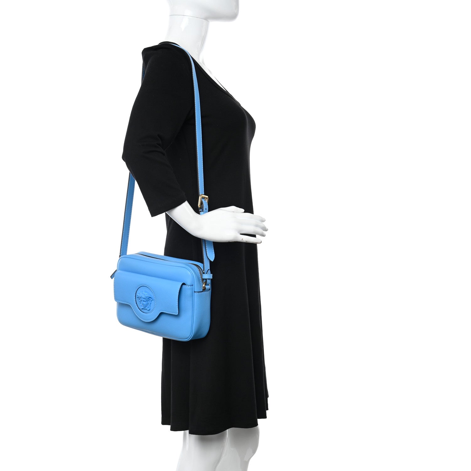 Versace Grained Calfskin Medusa Camera Bag Blue 2 of 9