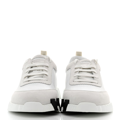Hermes Technical Canvas Suede Goatskin Bouncing Sneakers 42 White Multicolor 2 of 8