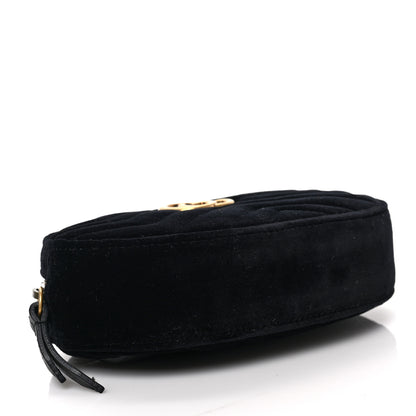 Gucci Velvet Matelasse GG Marmont Belt Bag 85 34 Black 4 of 9
