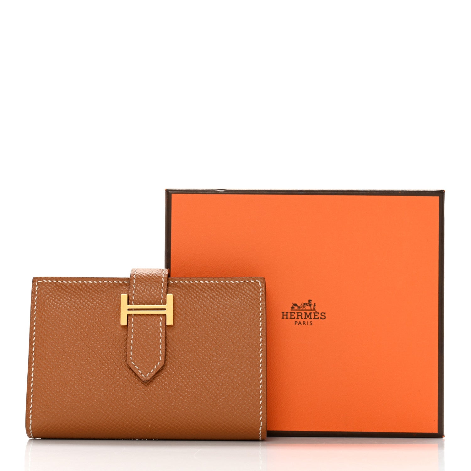 Hermes Epsom Bearn Card Holder Wallet Gold 11 of 11
