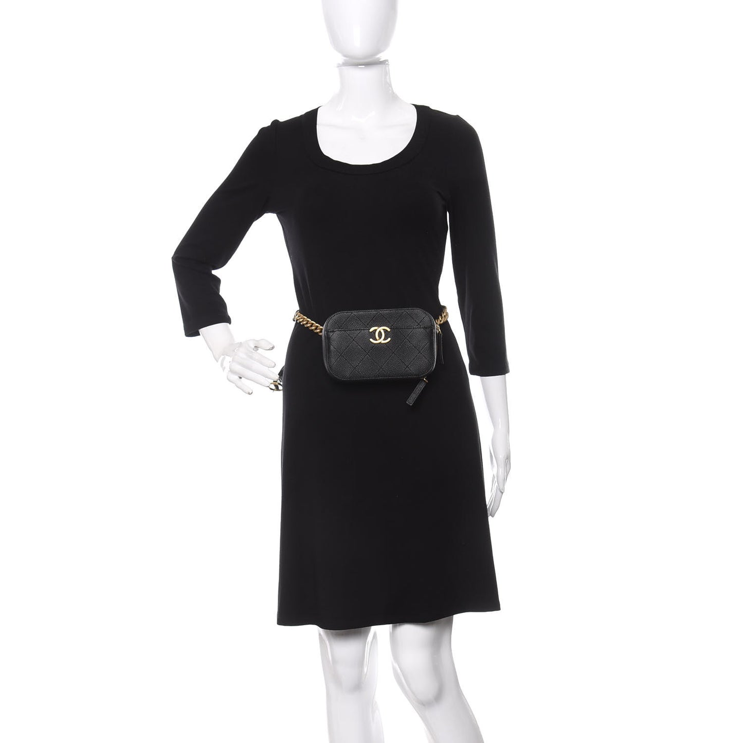 Caviar Quilted Waist Bag Black