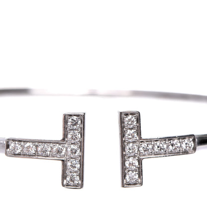 Tiffany 18K White Gold Diamond T Wire Bracelet 5 of 5