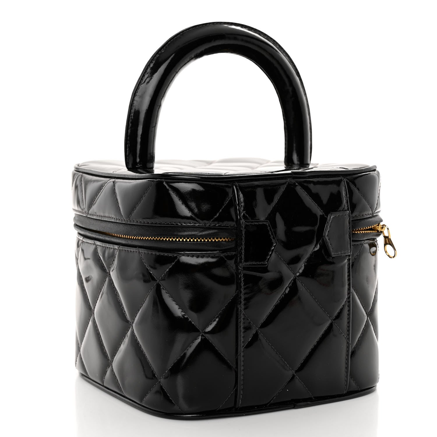 Chanel Patent Quilted Top Handle Vanity Case Black 3 of 11