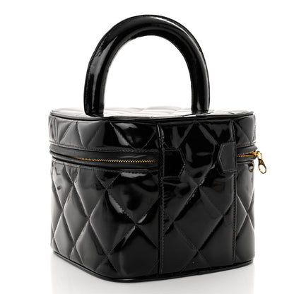 Chanel Patent Quilted Top Handle Vanity Case Black 3 of 11