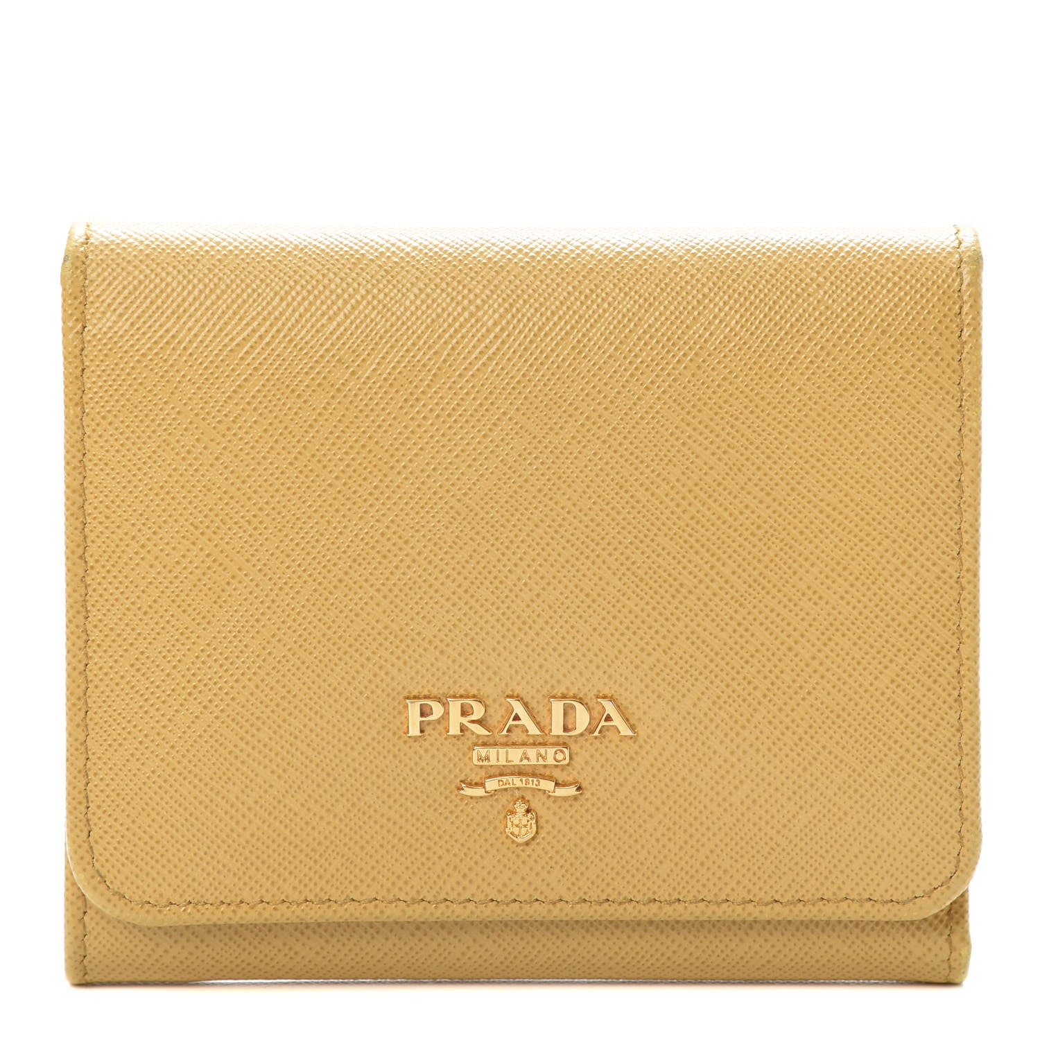 Prada Saffiano Metal Tri-Fold Wallet Ginestra 1 of 10