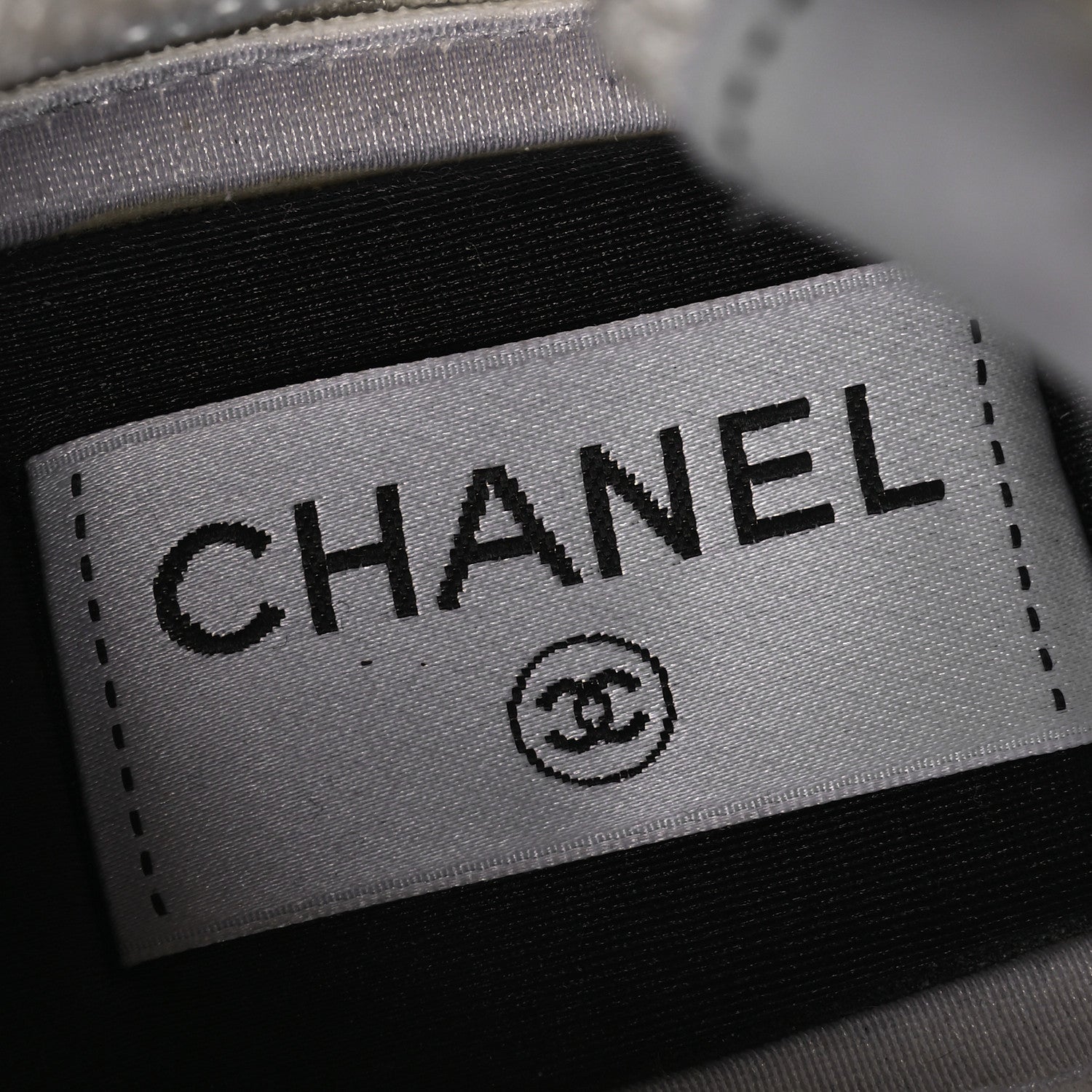Chanel Fabric Laminated Calfskin Stretch CC Sneakers 37 White Gold Silver 9 of 18