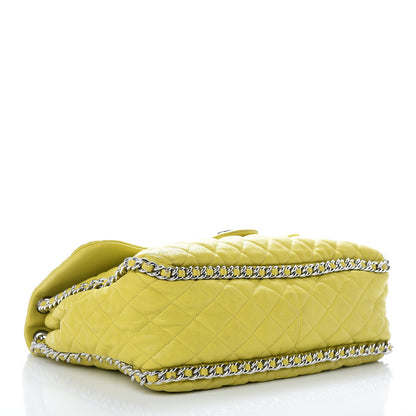 Chanel Washed Lambskin Quilted Maxi Chain Around Flap Yellow 4 of 18