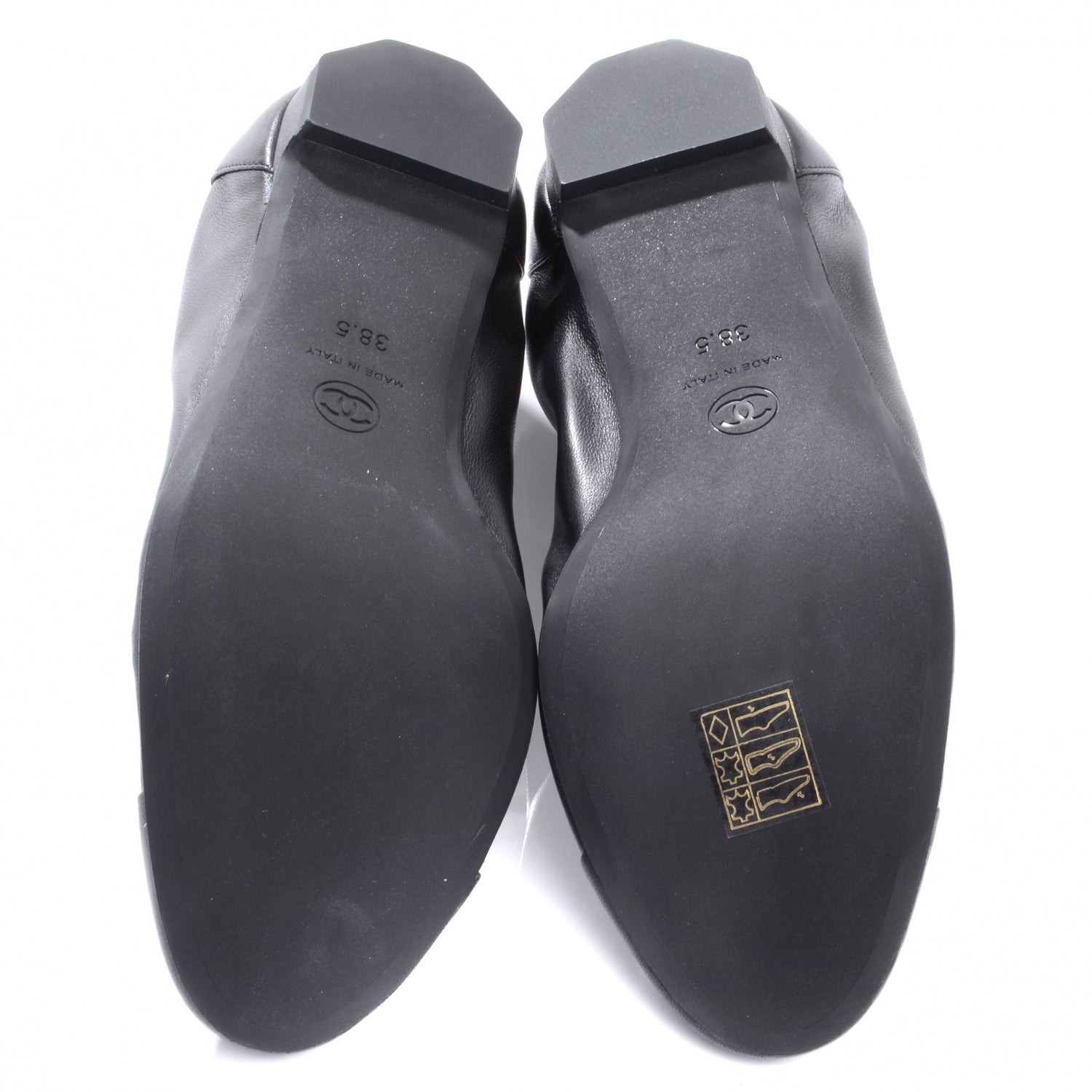 Chanel Leather CC Ballet Flats 38.5 Black 5 of 7
