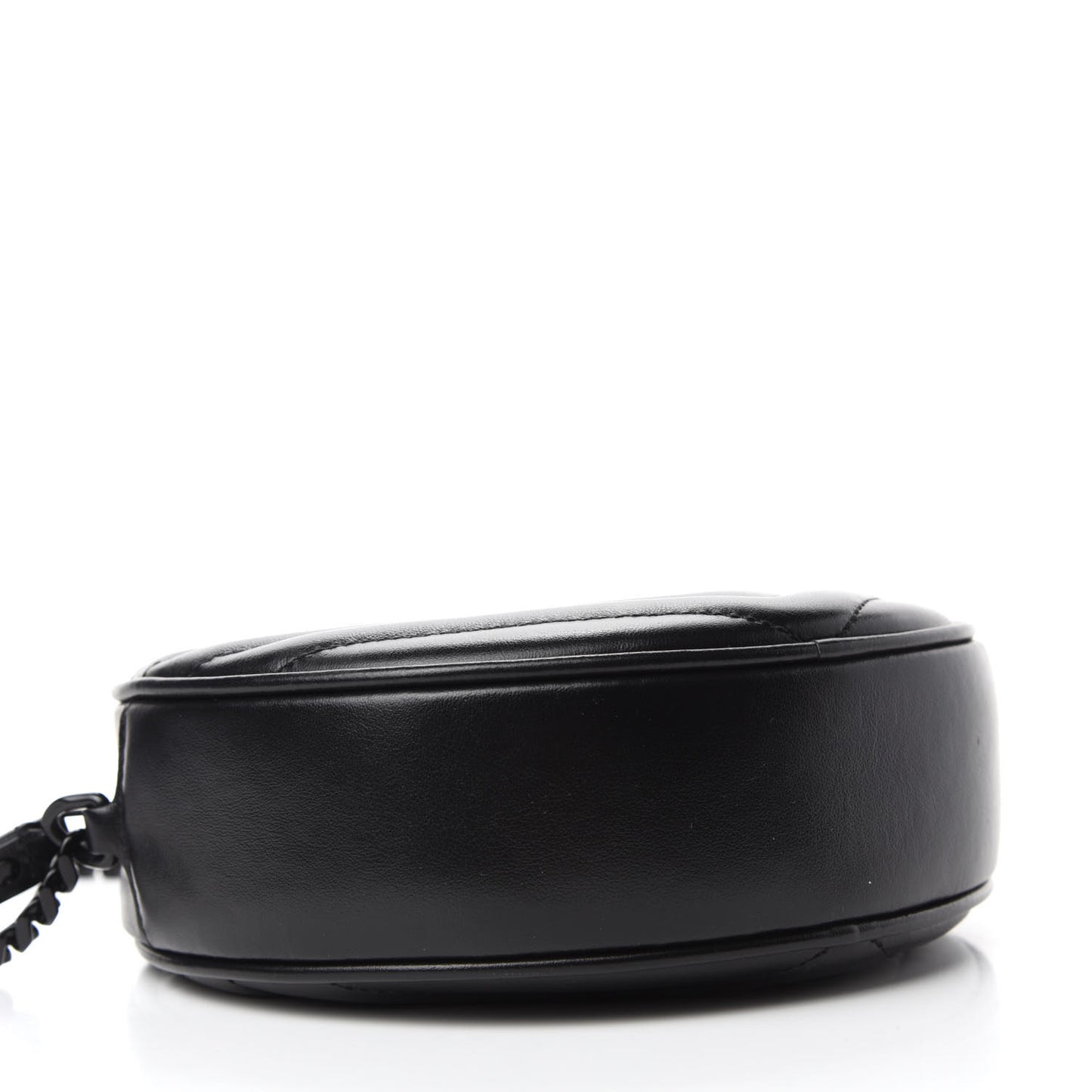 Calfskin Matelasse Chevron Round Vinyle Camera Bag Black